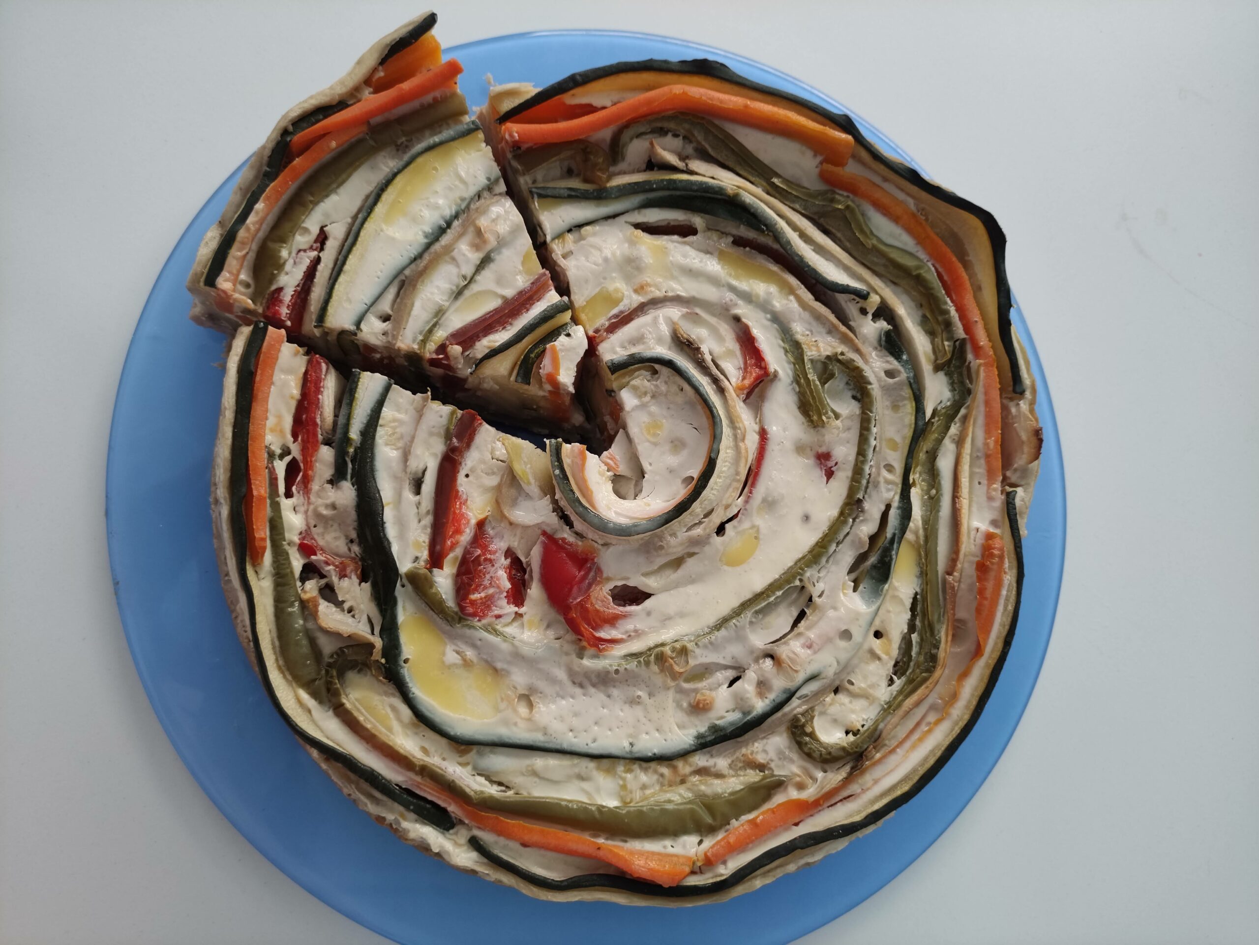 Tarta espiral de verduras sin gluten